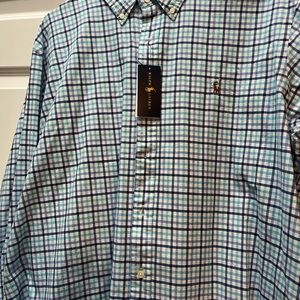 Ralph Lauren Plaid Button-Down Shirt in Blue and Green